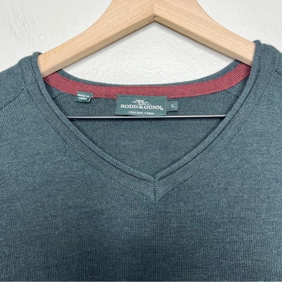 Rodd and Gunn New Zealand Men Sweatshirt Large Green Italian Yarn Pure Wool - Picture 7 of 10